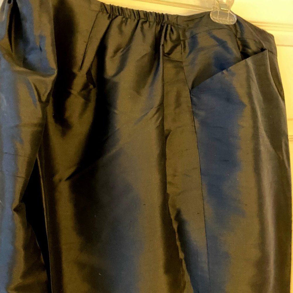 Black 100% Silk-Shell Pants